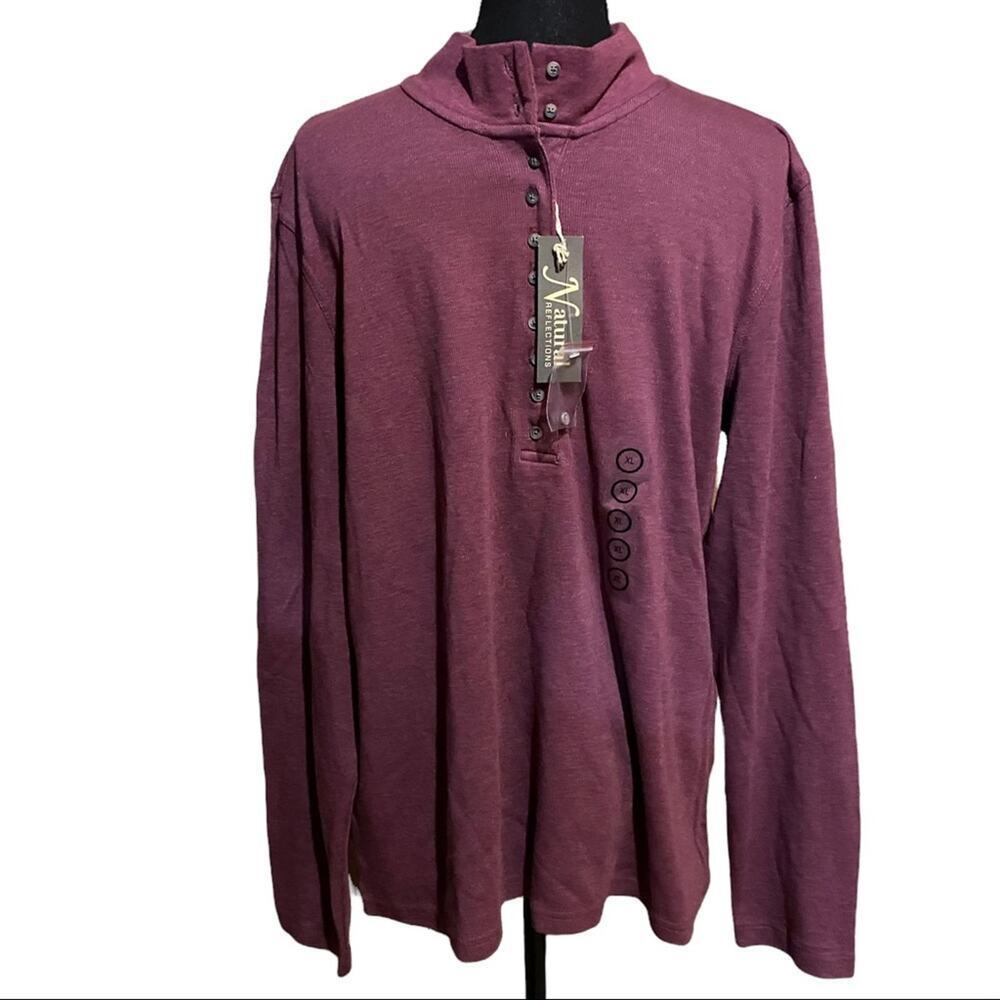 NWT Natural Reflections Half Button High Neck Shirt Men's XL